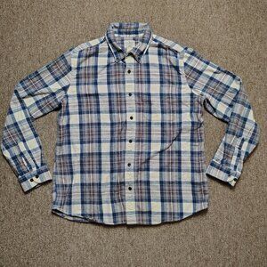 L.L. BEAN Scotch Plaid Flannel Shirt Men XL Slim Fit 100% Cotton Classic Outdoor